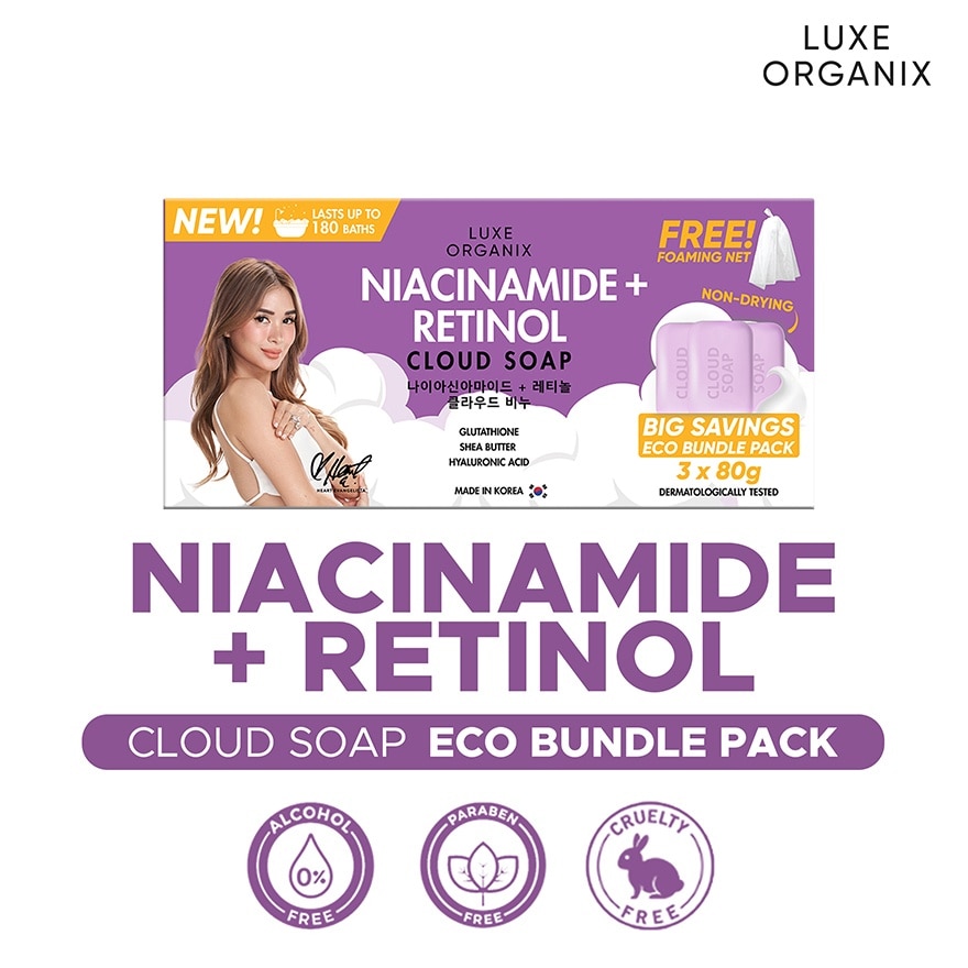 Niacinamide + Retinol Cloud Soap 3 x 80g (Eco Bundle Pack) image
