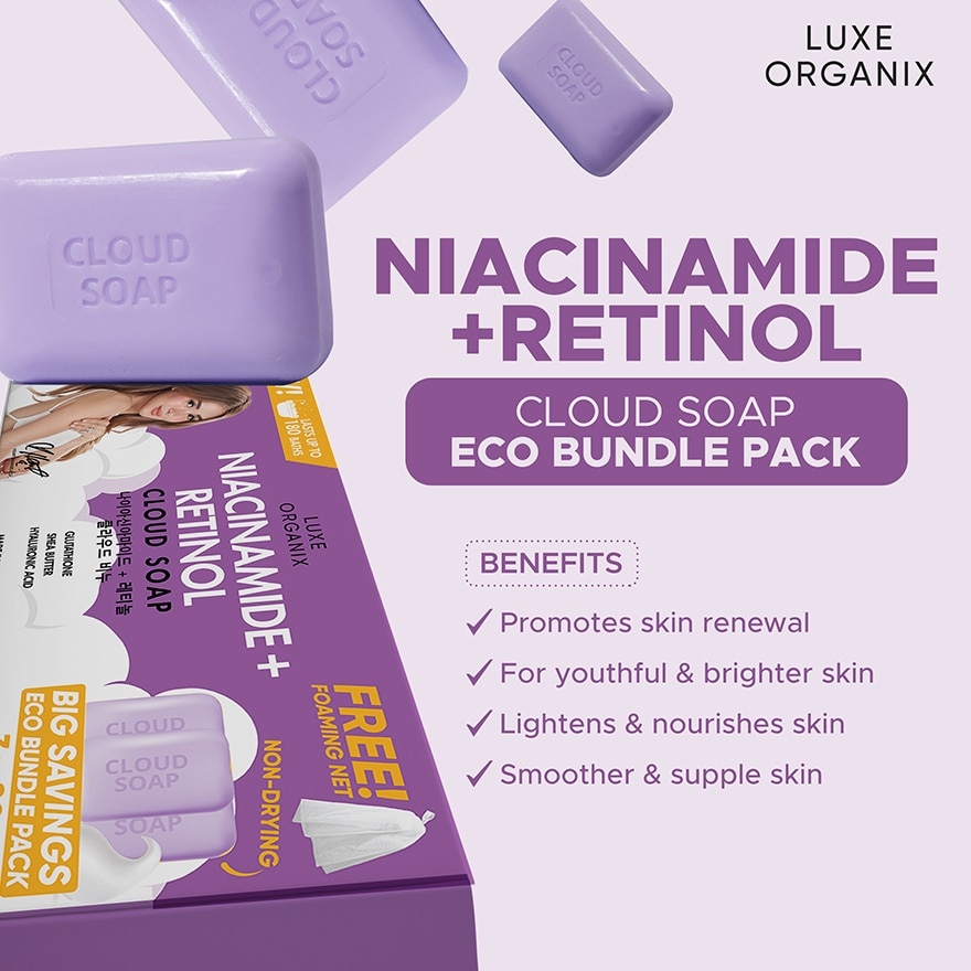 Niacinamide + Retinol Cloud Soap 3 x 80g (Eco Bundle Pack) image