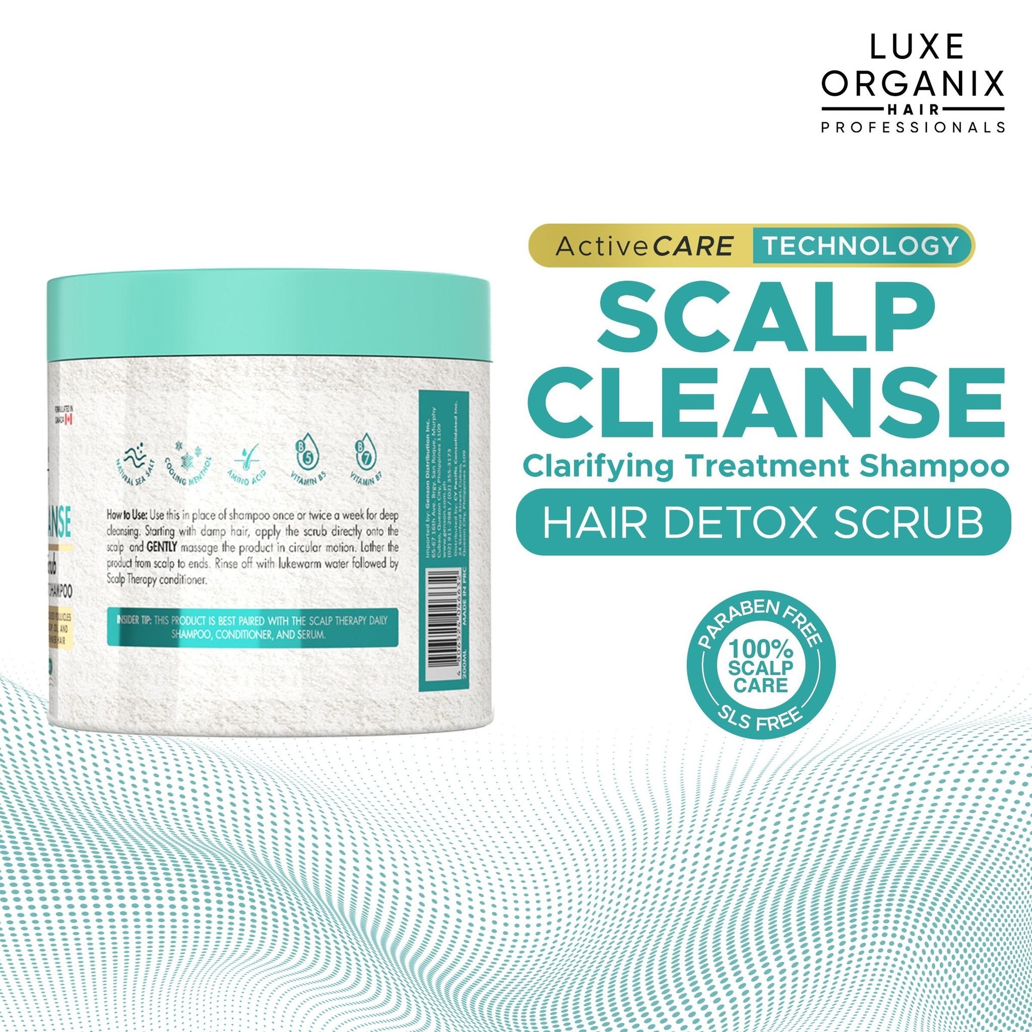 LUXE ORGANIX Scalp Cleanse Hair Detox Scrub Clarifying Treatment Shampoo 220g