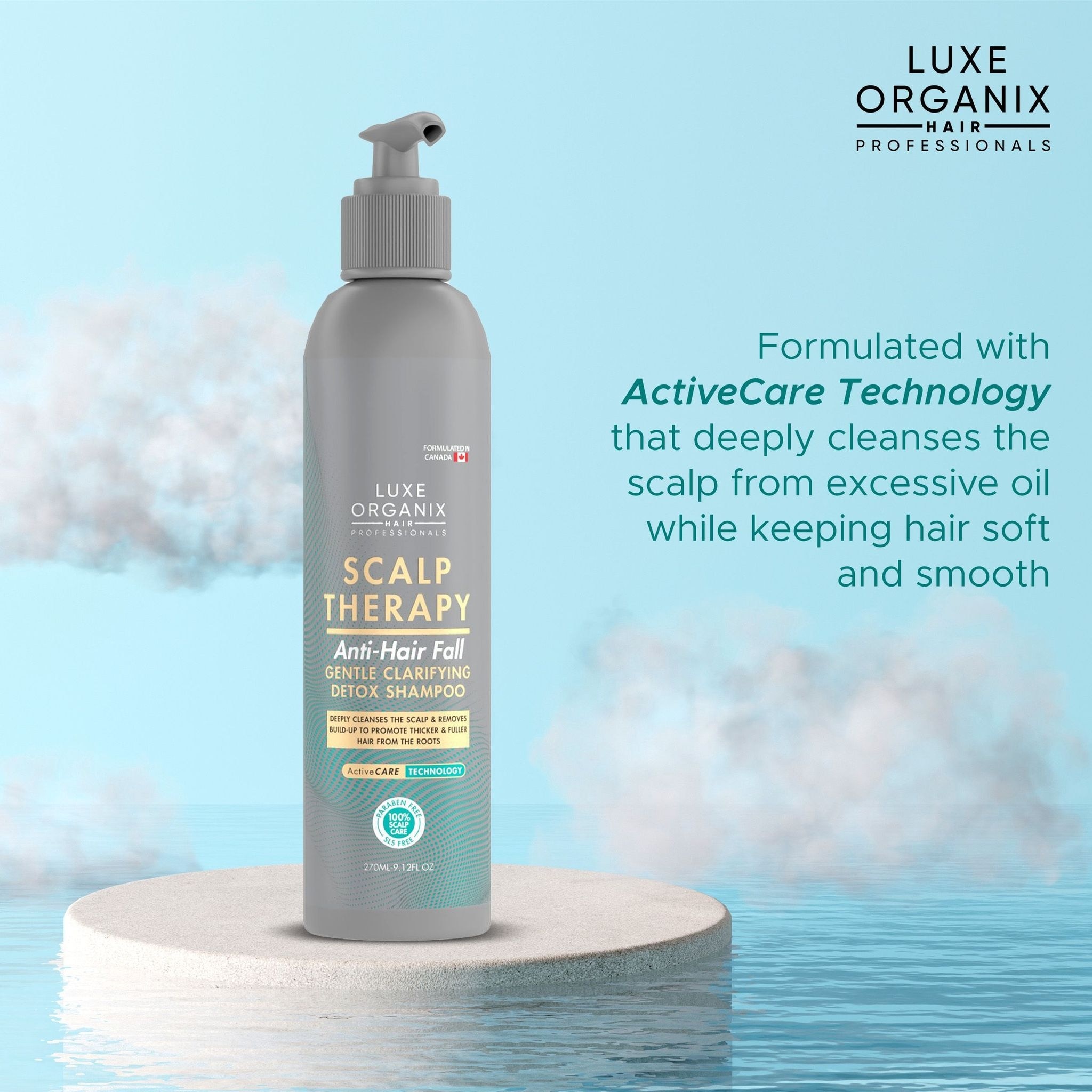 LUXE ORGANIX Scalp Therapy Anti-Hair Fall  Gentle Clarifying Detox Shampoo 270ml