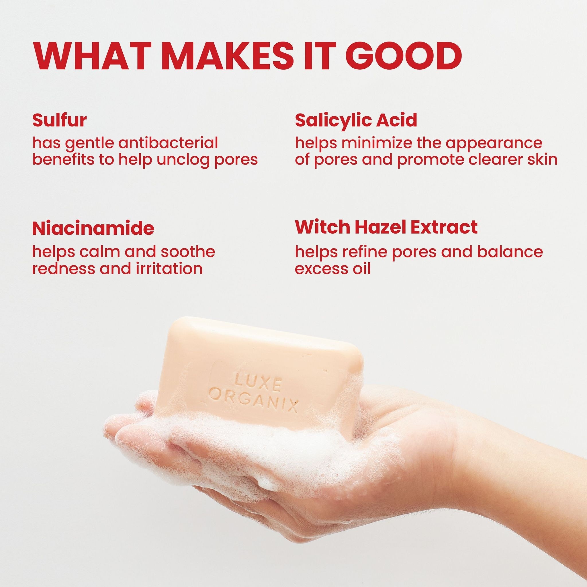 LUXE ORGANIX Dermapro Sulfur Soap 2.5% Acne Rescue 80g