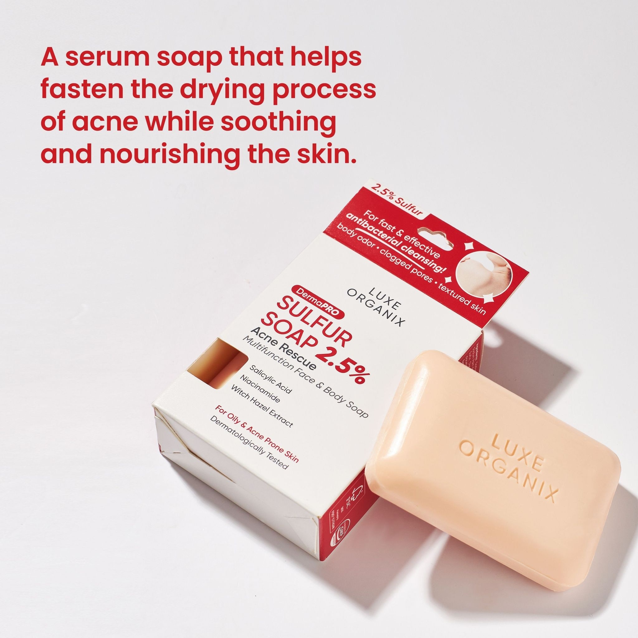 LUXE ORGANIX Dermapro Sulfur Soap 2.5% Acne Rescue 80g