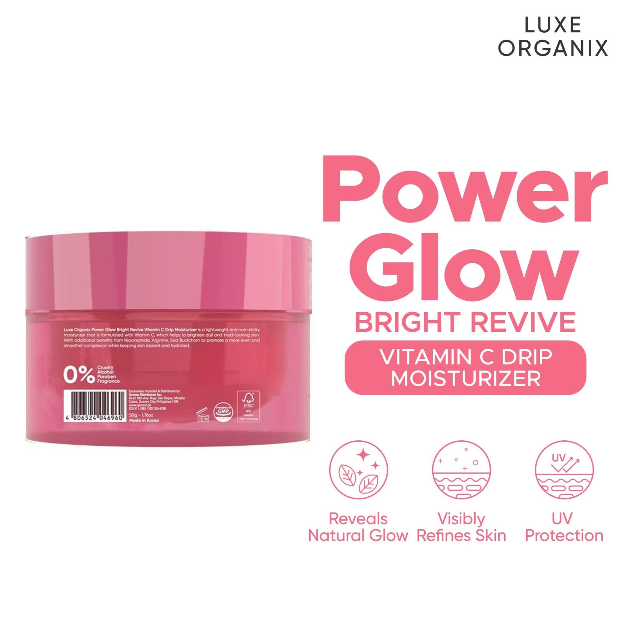 LUXE ORGANIX Power Glow Bright Revive Vitamin C Drip Moisturizer 50g