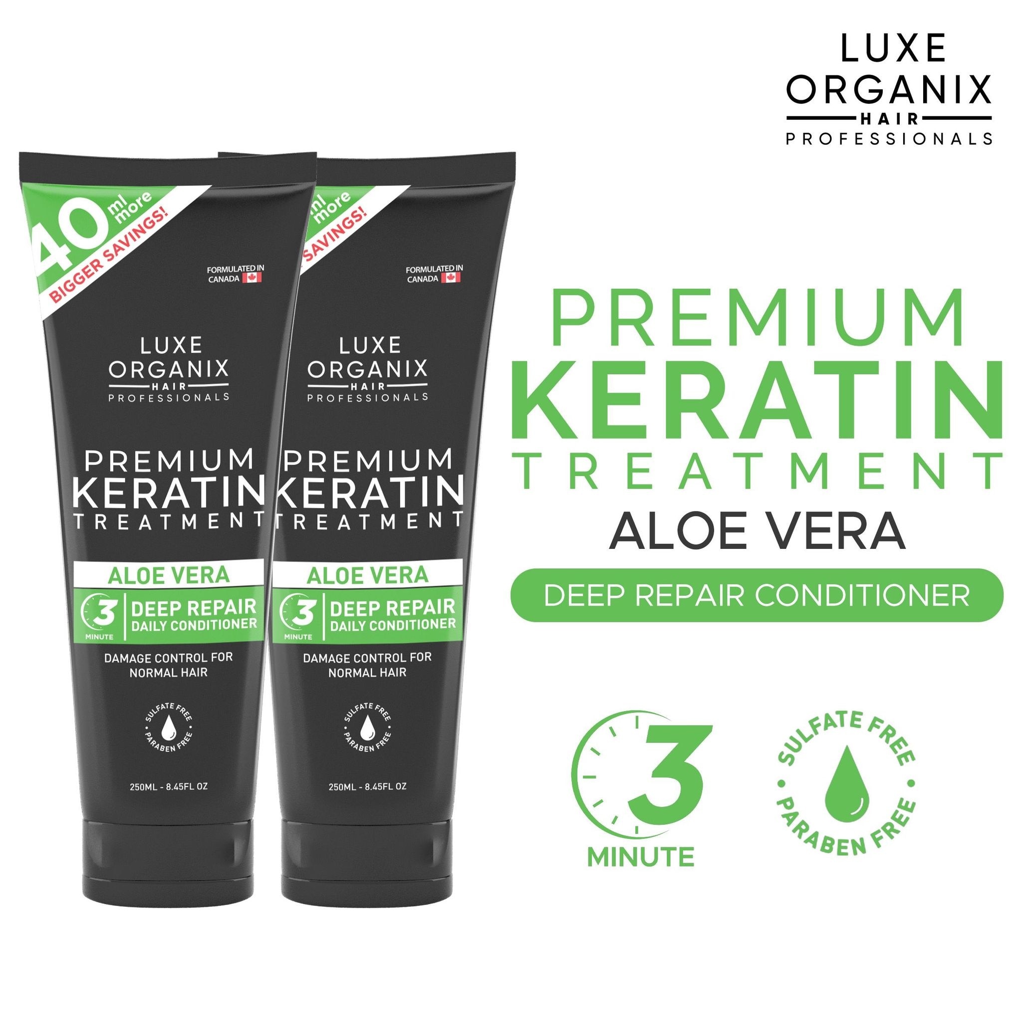 LUXE ORGANIX Premium Keratin Treatment Aloe Vera 250ml B1T1