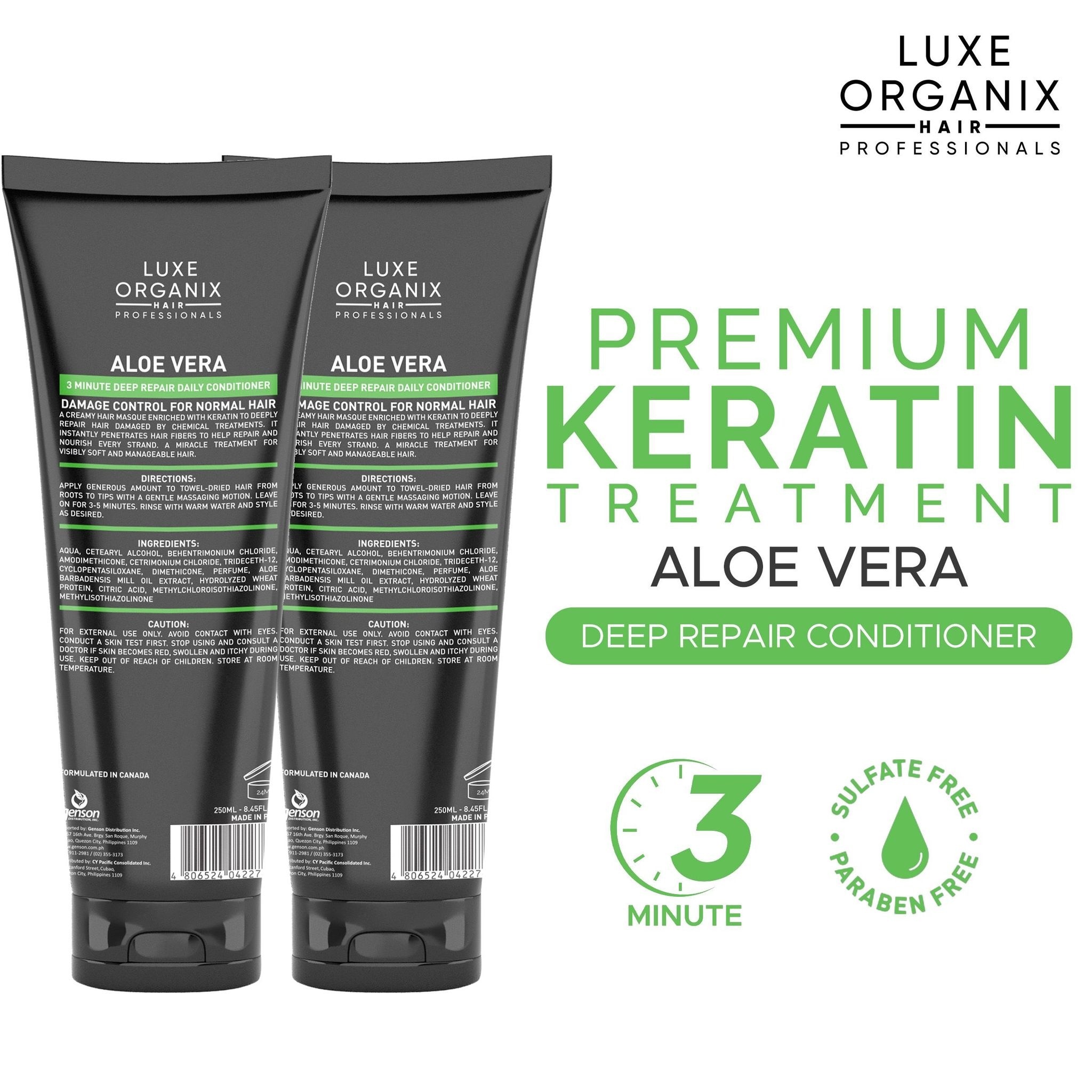 LUXE ORGANIX Premium Keratin Treatment Aloe Vera 250ml B1T1