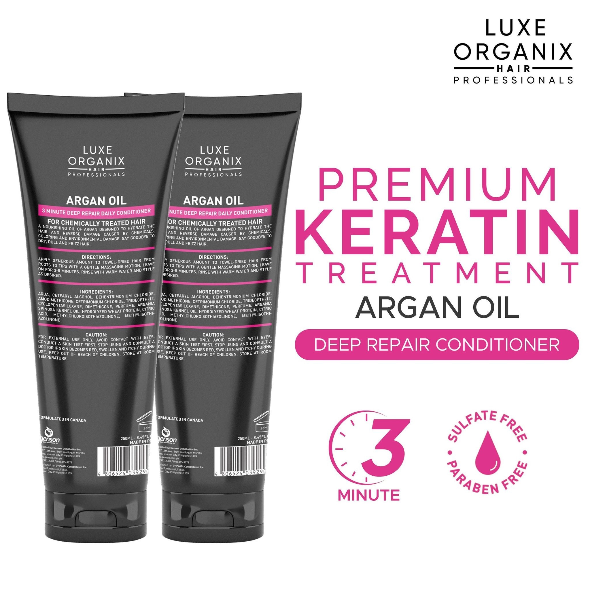 LUXE ORGANIX Premium Keratin Treatment Argan Oil 250ml B1T1