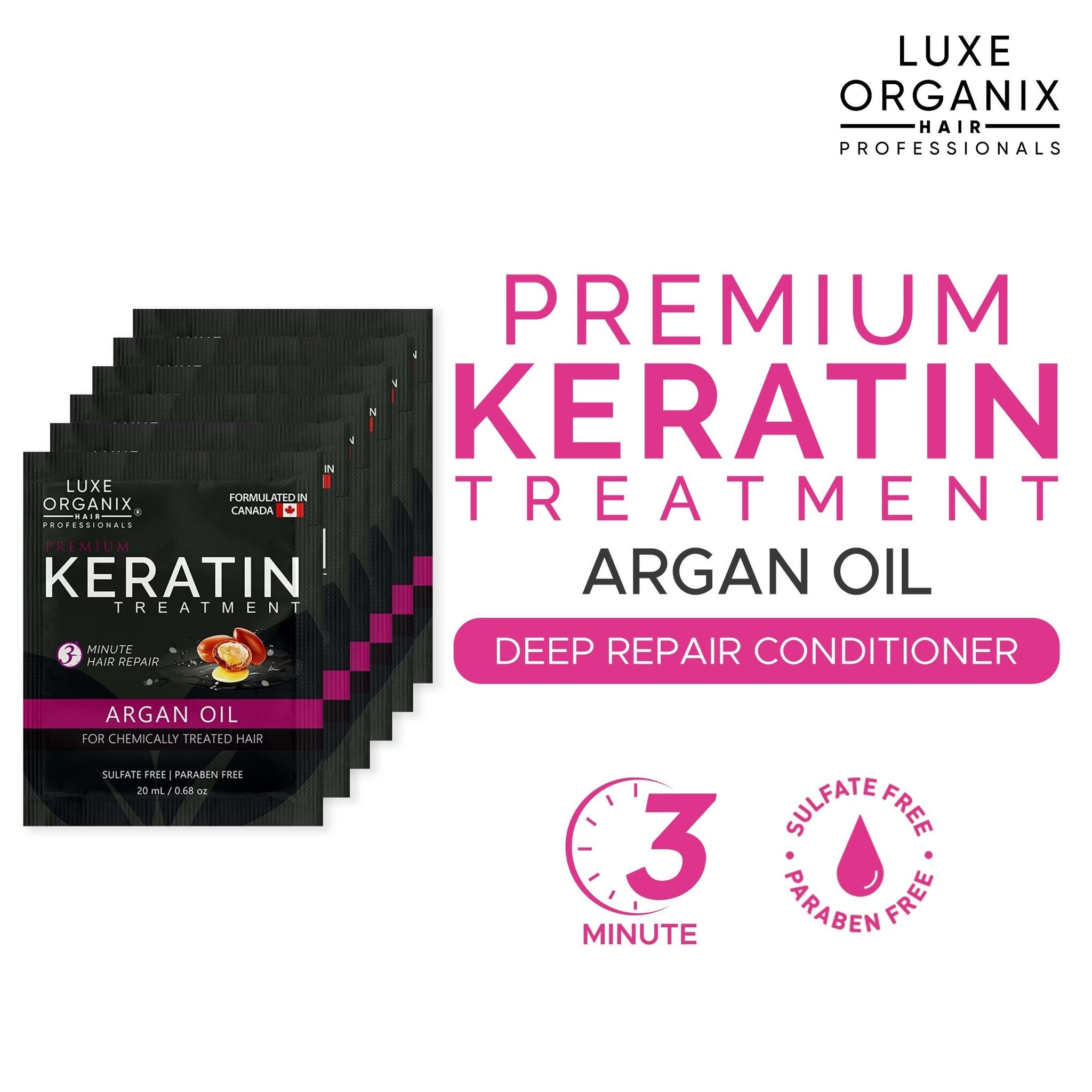Luxe Organix Keratin Treatment Argan Oil 20ml 6s