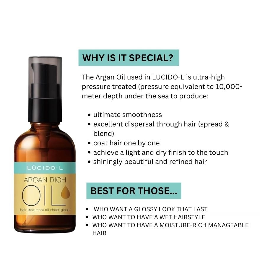 Lucido-L Argan Rich Oil Hair Treatment Oil Sheer Gloss 60ml