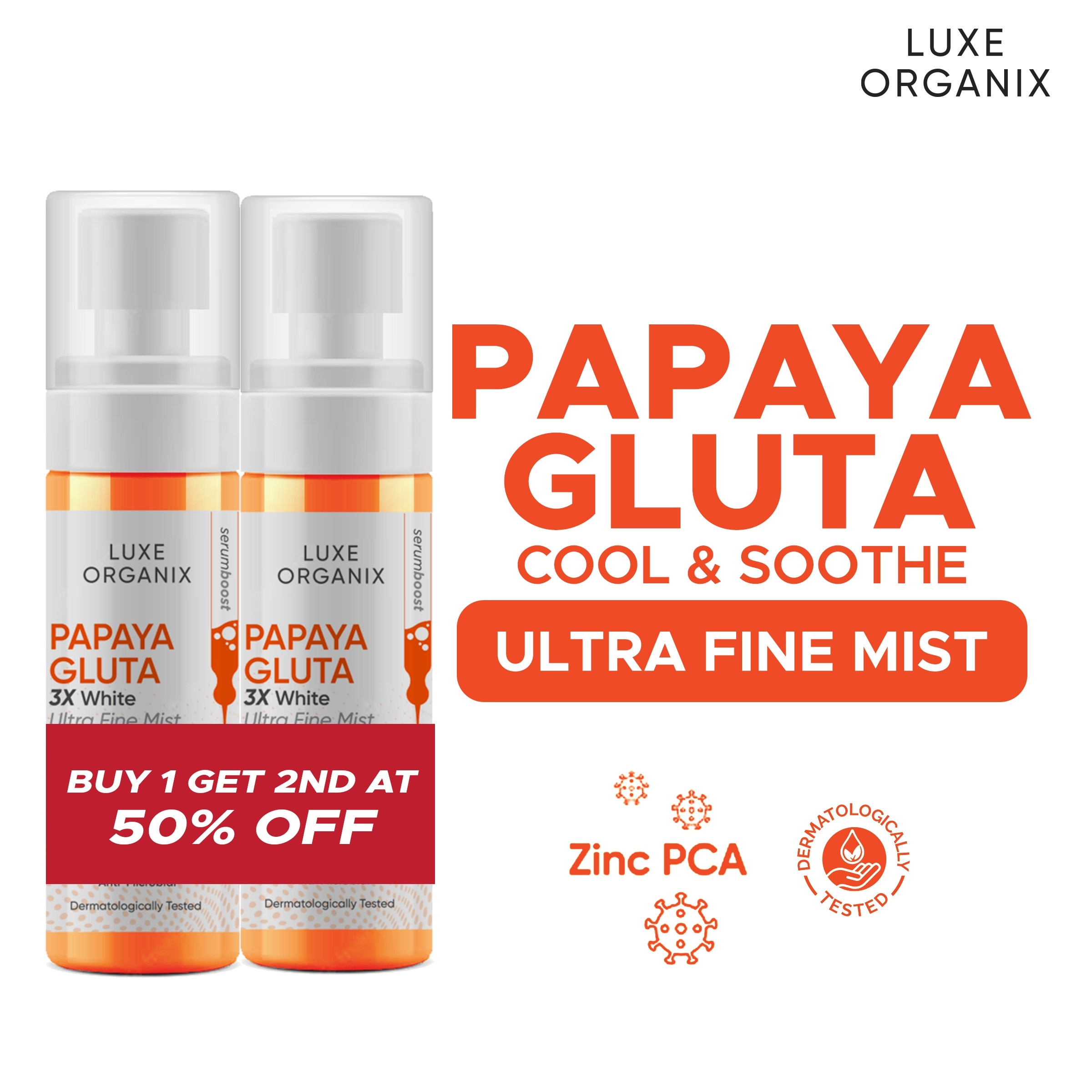 LUXE ORGANIX Papaya Gluta 3X White Ultra Fine Mist 80ml