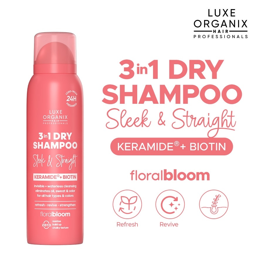 LUXE ORGANIX Hair Professionals 3in1 Dry Shampoo Sleek & Straight Floral Bloom 110ml