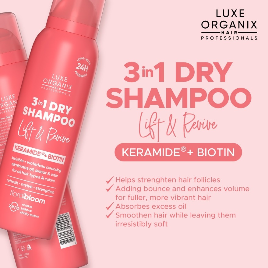LUXE ORGANIX Hair Professionals 3in1 Dry Shampoo Sleek & Straight Floral Bloom 110ml