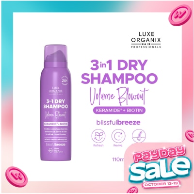 LUXE ORGANIX LUXE ORGANIX Hair Professionals 3in1 Dry Shampoo Volume Blowout Blissful Breeze 110ml image