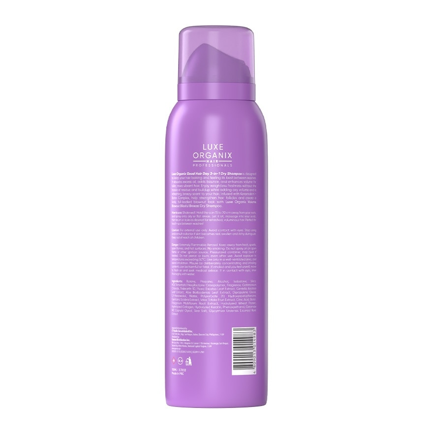 LUXE ORGANIX Hair Professionals 3in1 Dry Shampoo Volume Blowout Blissful Breeze 110ml
