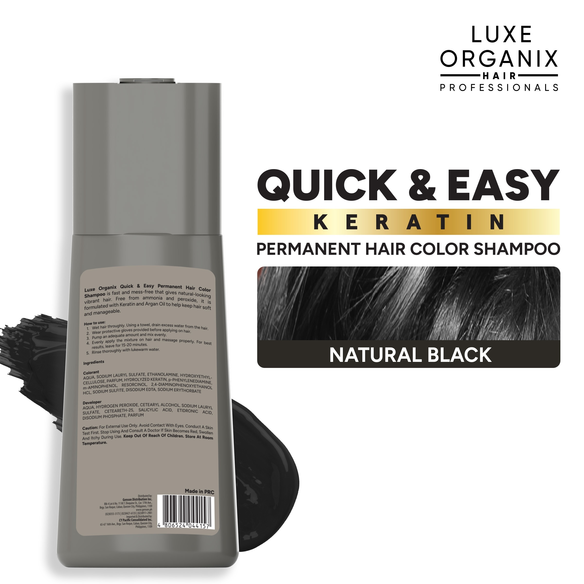 Luxe Organix Hair Color Shampoo Natural Black 200ml