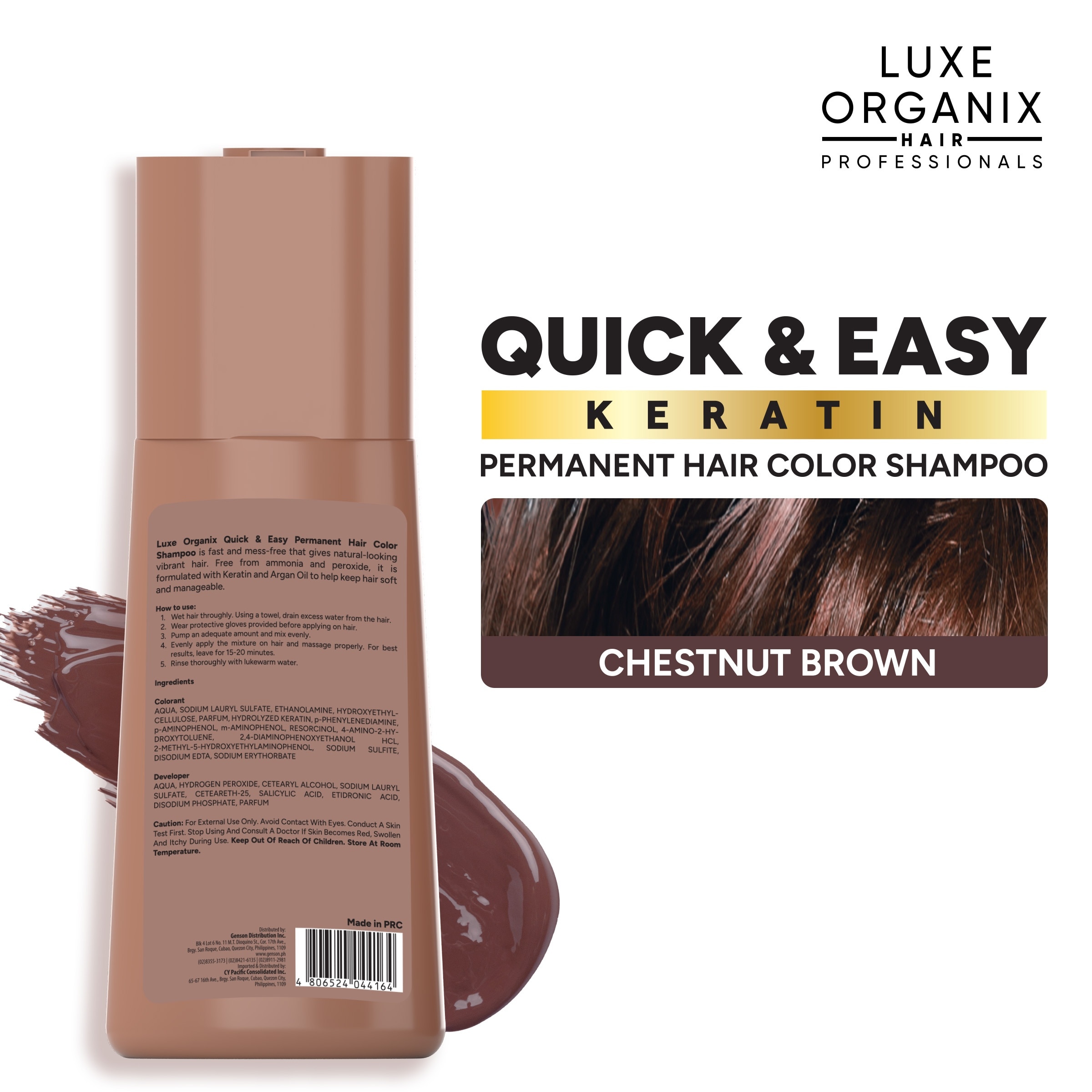 Luxe Organix Hair Color Shampoo Chestnut Brown 200ml