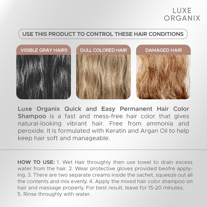 Luxe Organix Hair Color Shampoo Chestnut Brown 200ml