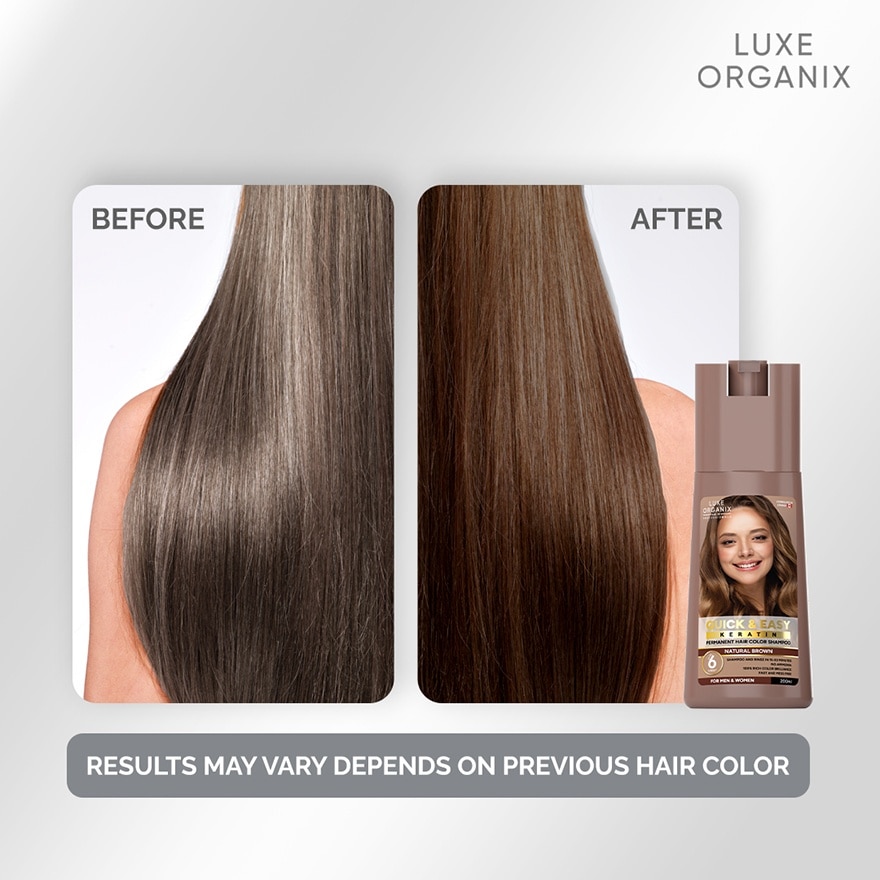 Luxe Organix Hair Color Shampoo Natural Brown 200ml