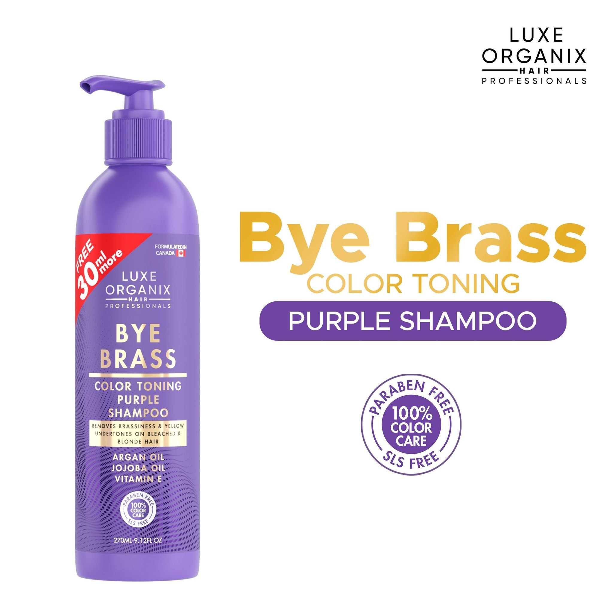 Luxe Organix Bye Brass Purple Shampoo 270ml