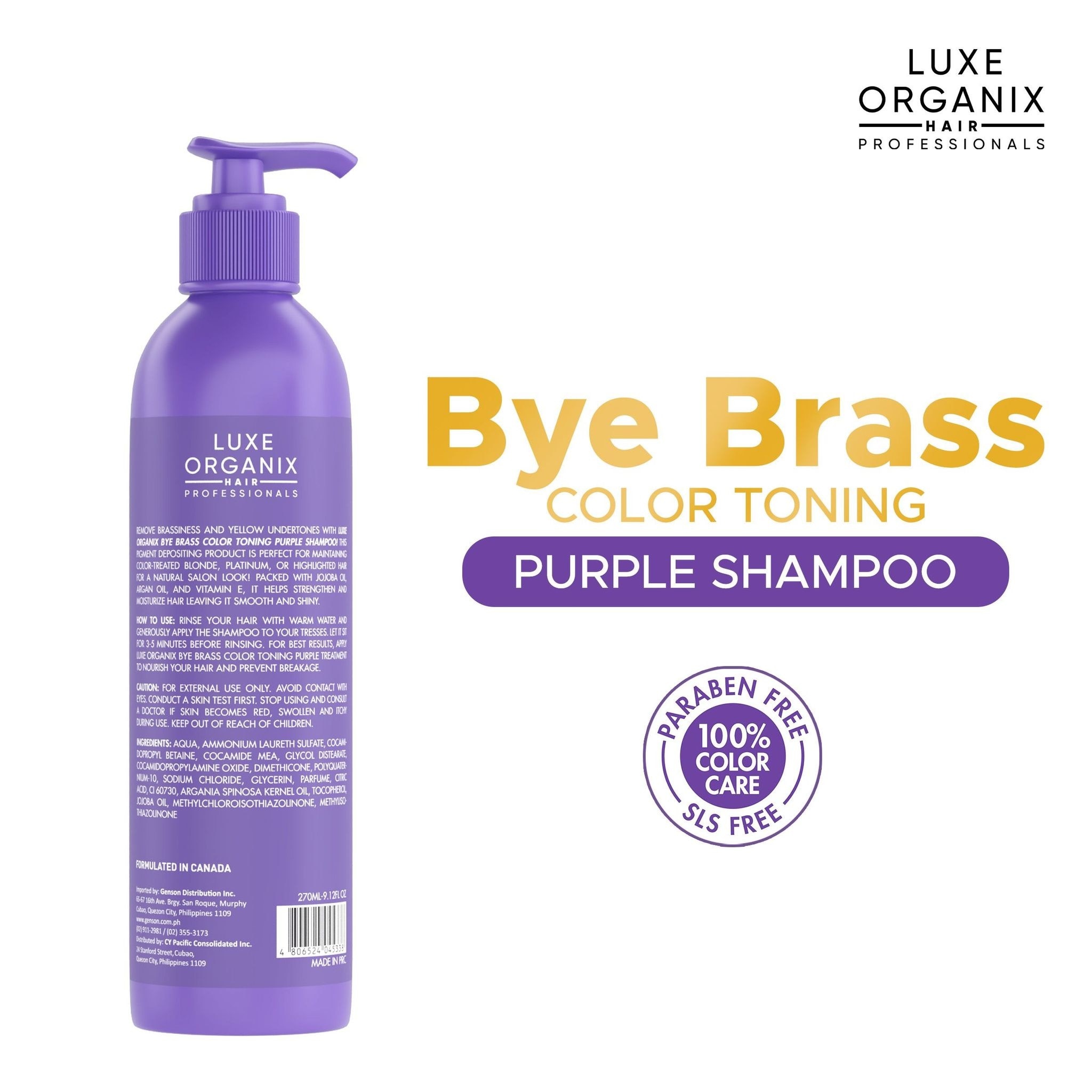 Luxe Organix Bye Brass Purple Shampoo 270ml