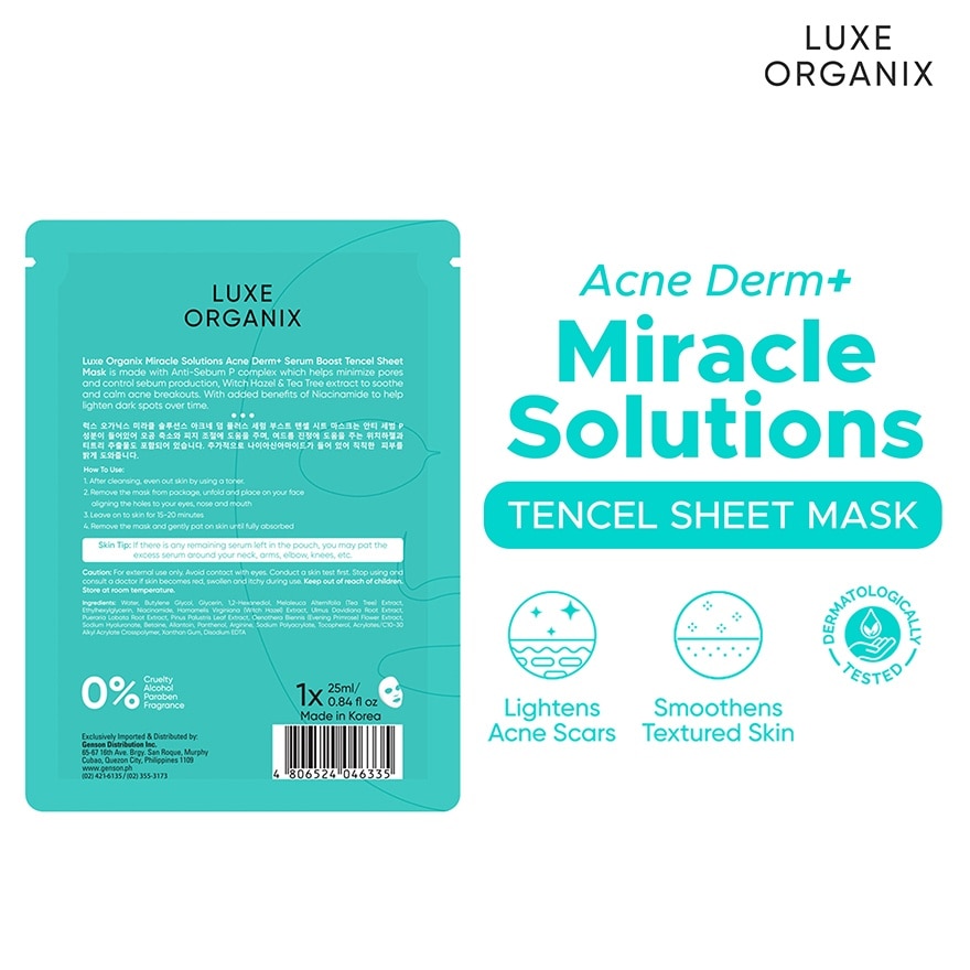 Miracle Solutions Acne Derm+ Tencel Sheet Mask 25g image