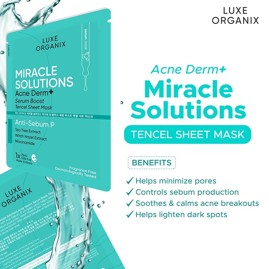 Miracle Solutions Acne Derm+ Tencel Sheet Mask 25g