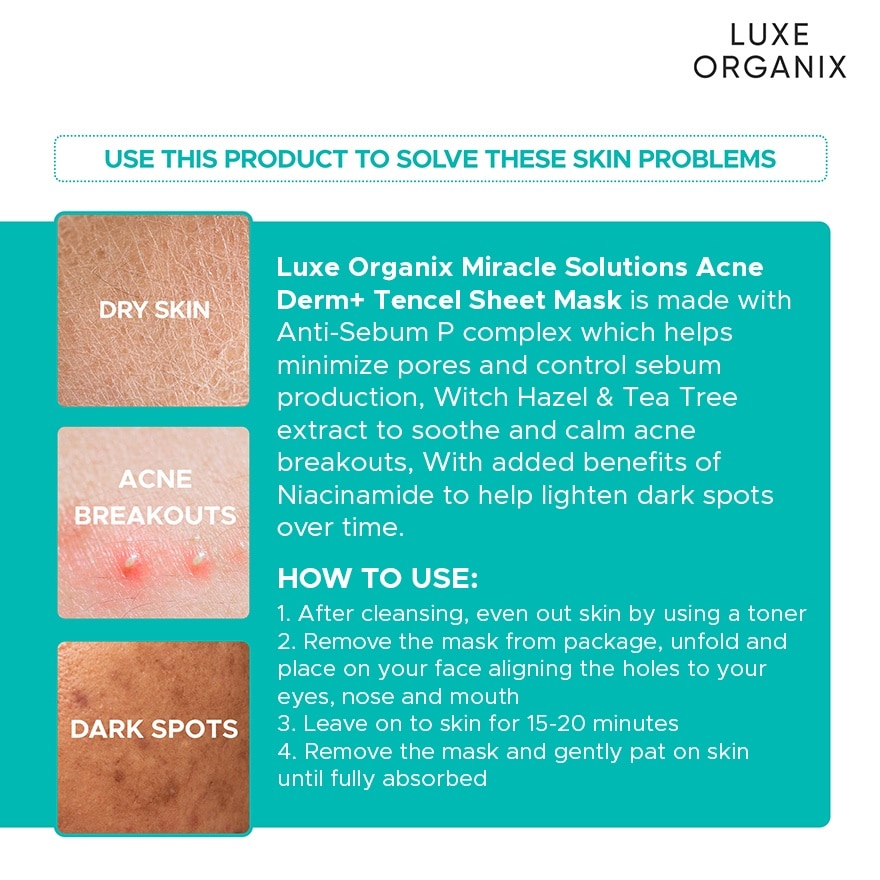Miracle Solutions Acne Derm+ Tencel Sheet Mask 25g image