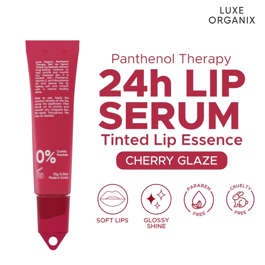 LUXE ORGANIX Panthenol Therapy 24H Lip Serum Tinted Lip Essence Cherry Glaze 10G