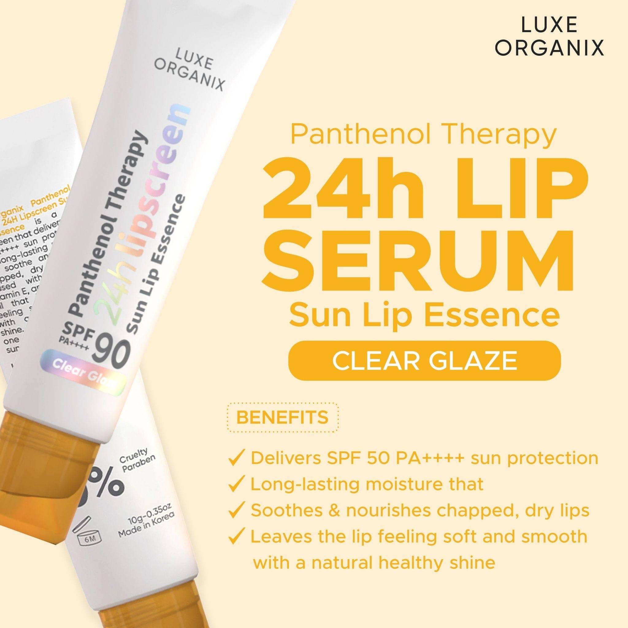 LUXE ORGANIX Panthenol Therapy 24H Lipscreen Sun Lip Essence SPF 90+ PA++++ 10G