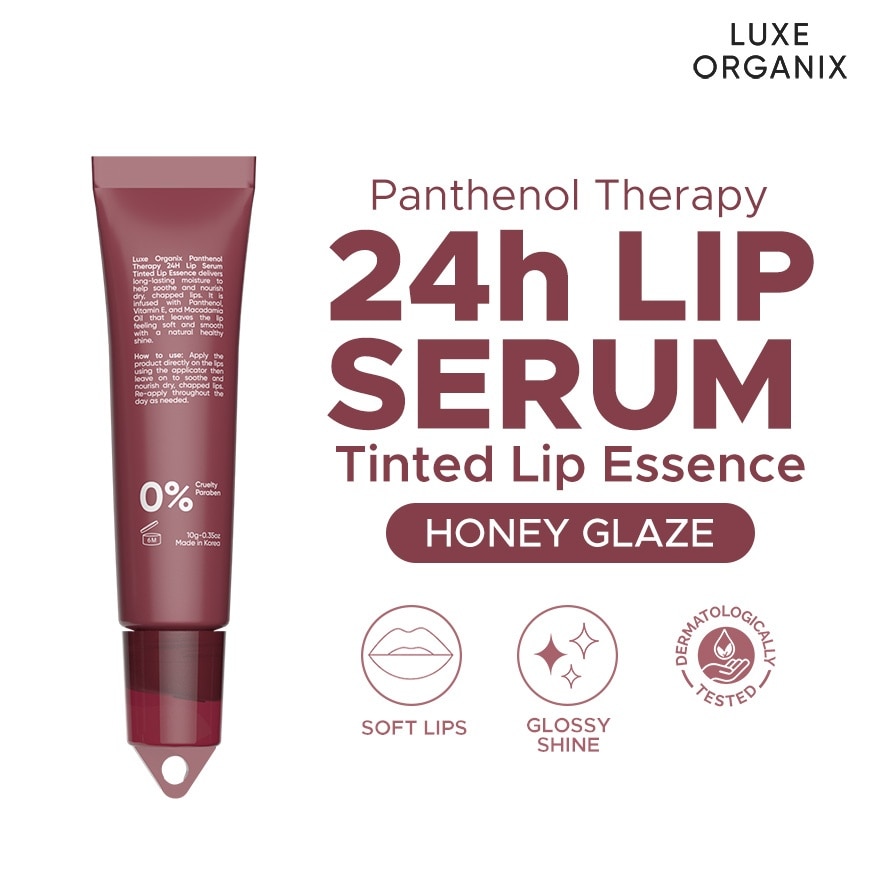 LUXE ORGANIX Panthenol Therapy 24H Lip Serum Tinted Lip Essence Honey Glaze 10G