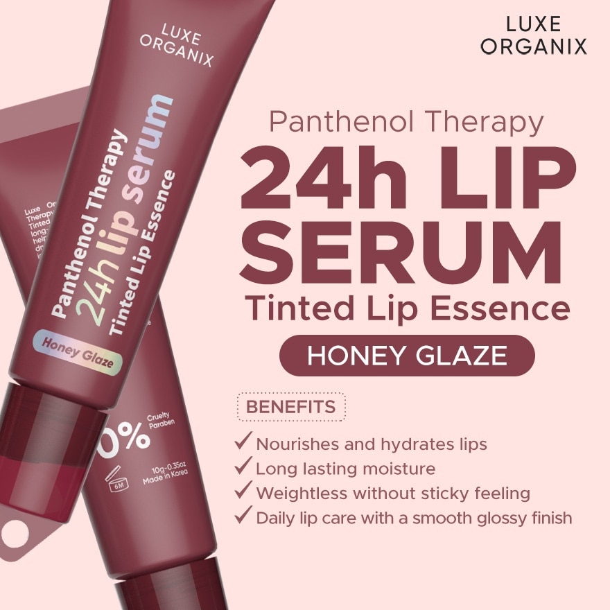 LUXE ORGANIX Panthenol Therapy 24H Lip Serum Tinted Lip Essence Honey Glaze 10G