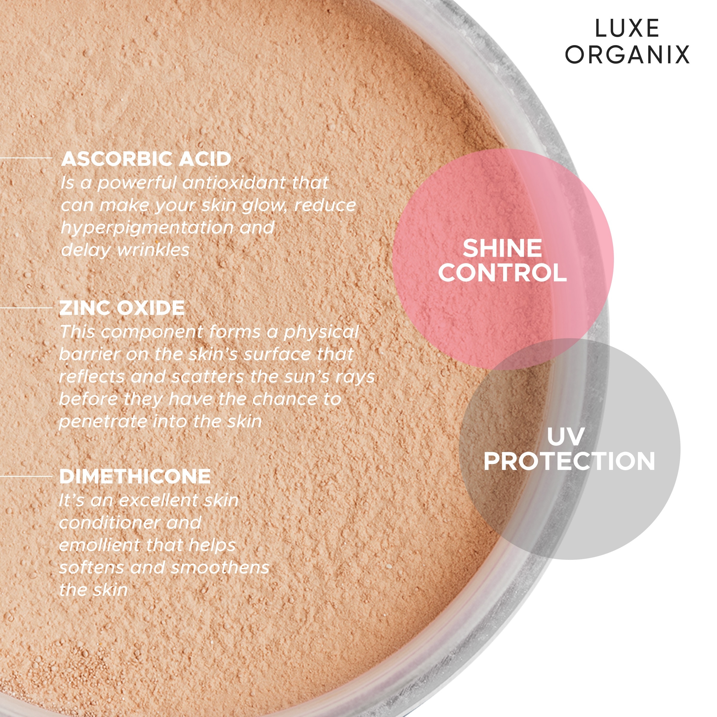 Luxe Organix 24H Zero Sebum Instant Pore Blurring Weightless Matte Powder Spf 50 Pa++++ Natural 15G