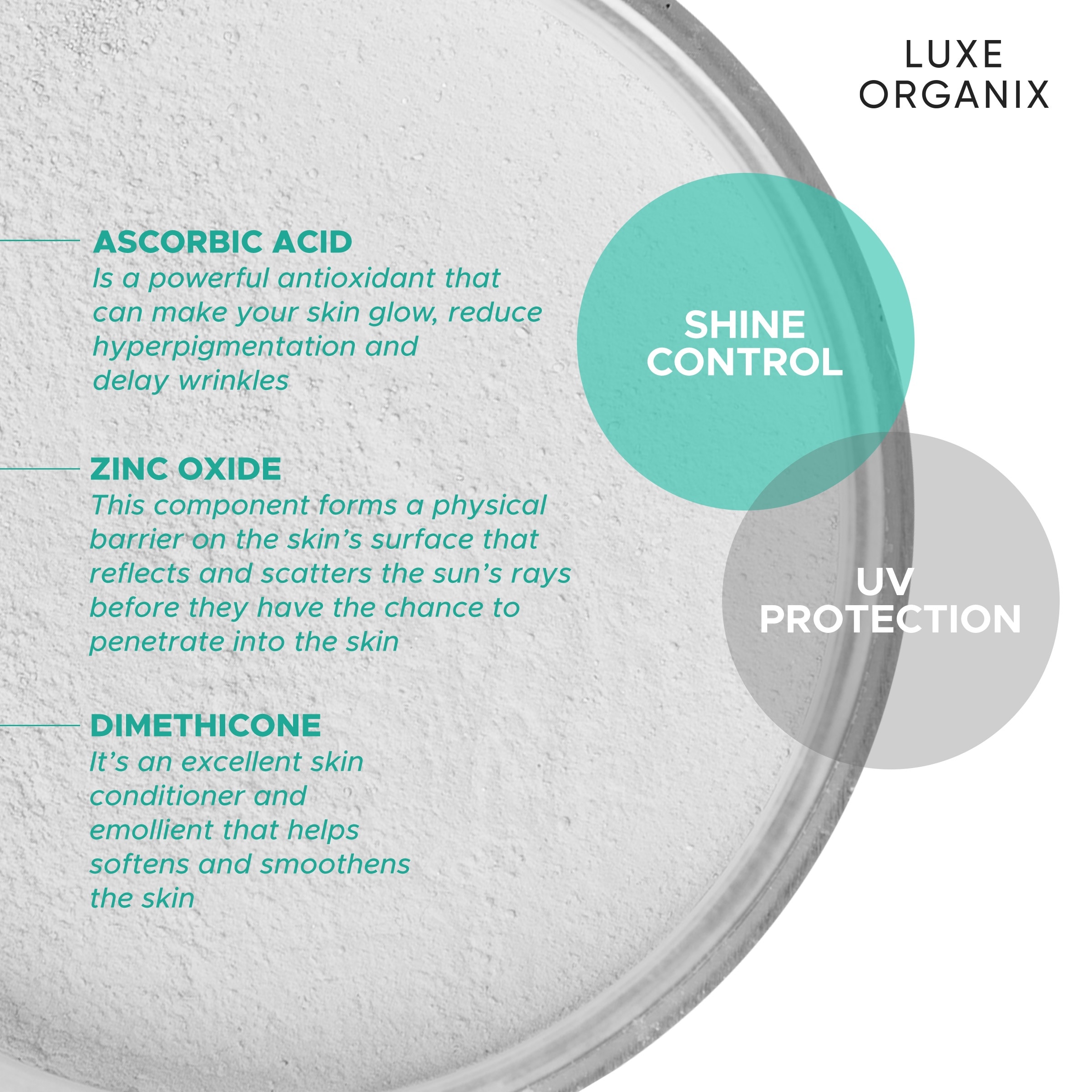 LUXE ORGANIX UV Matte Powder Instant Pore Filter Translucent Weightless Sunscreen 15g