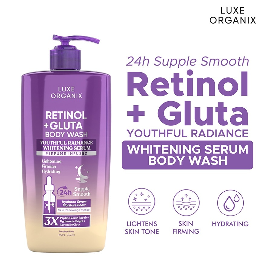 Luxe Organix Retinol + Gluta Youthful Radiance Whitening Seru Perfume Infused Body Wash1000G