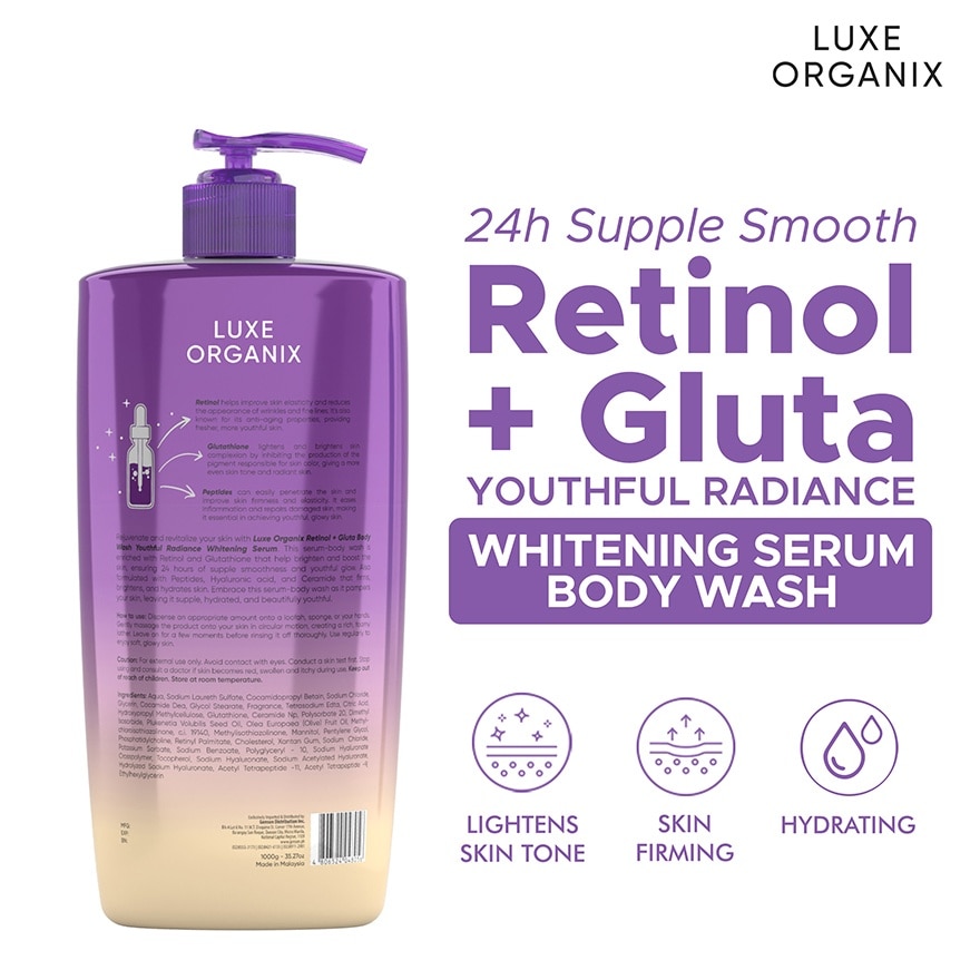 Luxe Organix Retinol + Gluta Youthful Radiance Whitening Seru Perfume Infused Body Wash1000G