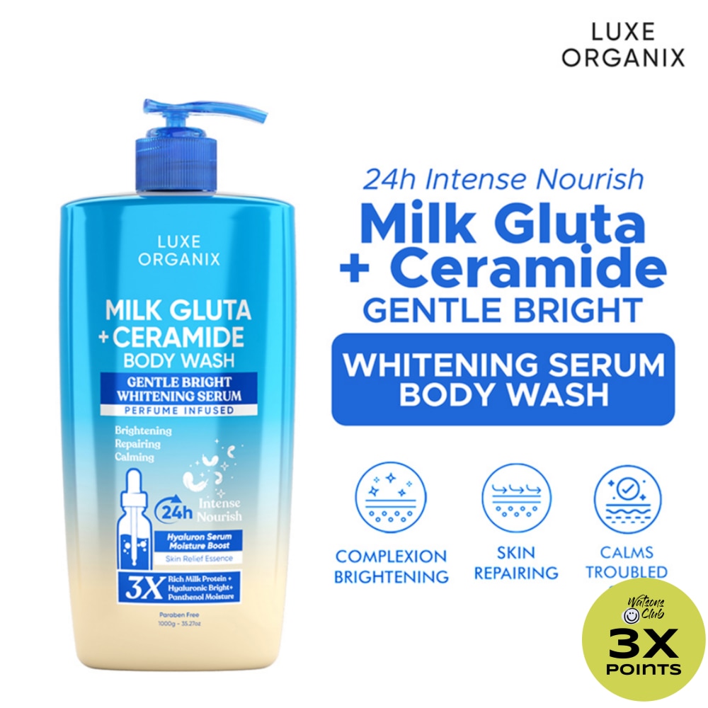 Luxe Organix Milk Gluta + Ceramide Gentle Bright Whitening Serum Perfume Infused Body Wash 1000G
