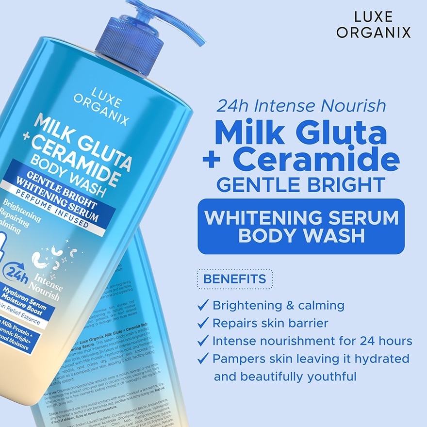 Luxe Organix Milk Gluta + Ceramide Gentle Bright Whitening Serum Perfume Infused Body Wash 1000G