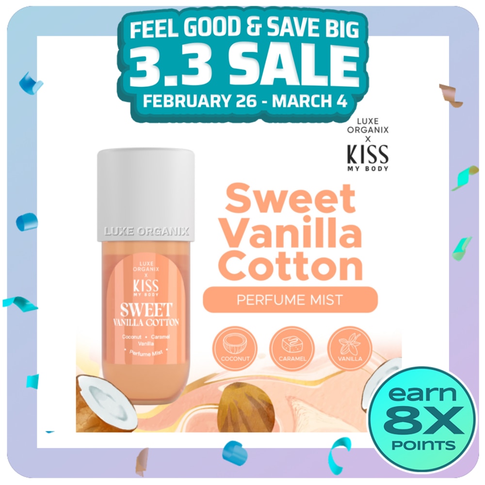 LUXE ORGANIX Kiss My Body Sweet Vanilla Cotton Perfume Mist 88ml