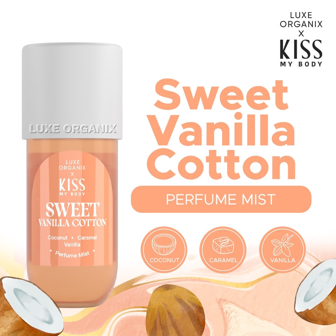 LUXE ORGANIX Kiss My Body Sweet Vanilla Cotton Perfume Mist 88ml