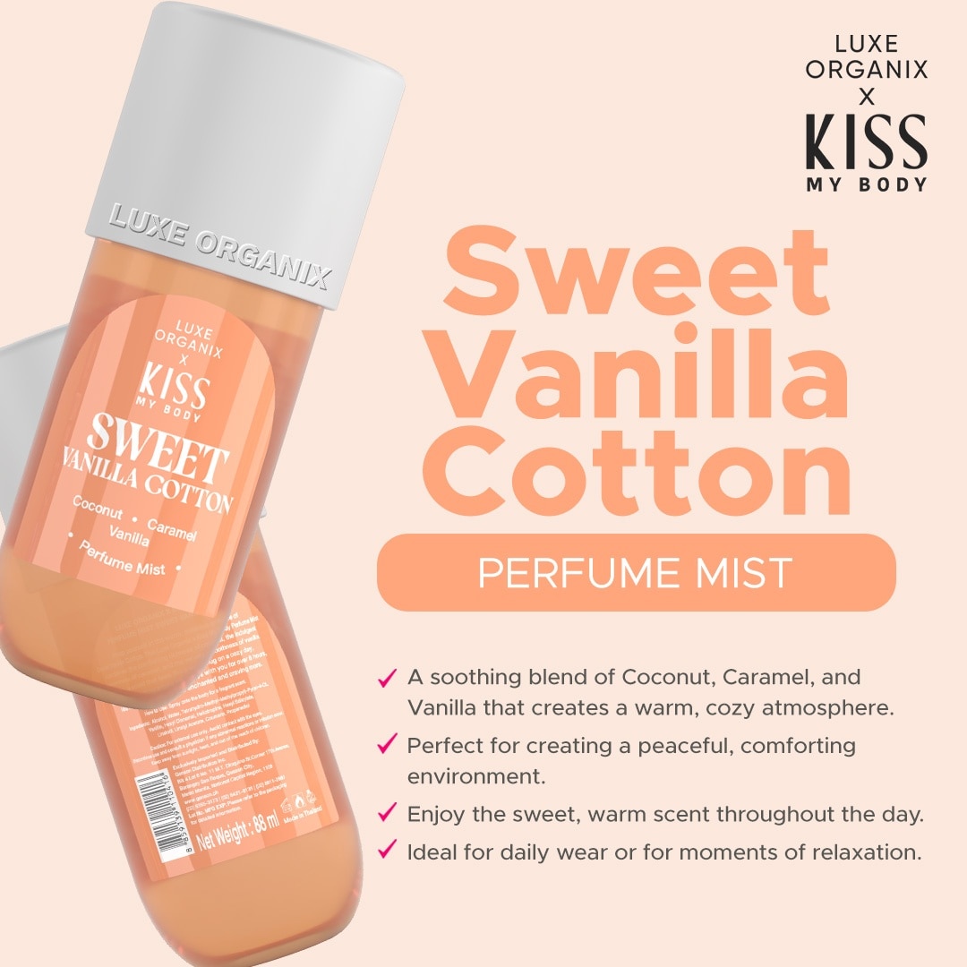 LUXE ORGANIX Kiss My Body Sweet Vanilla Cotton Perfume Mist 88ml