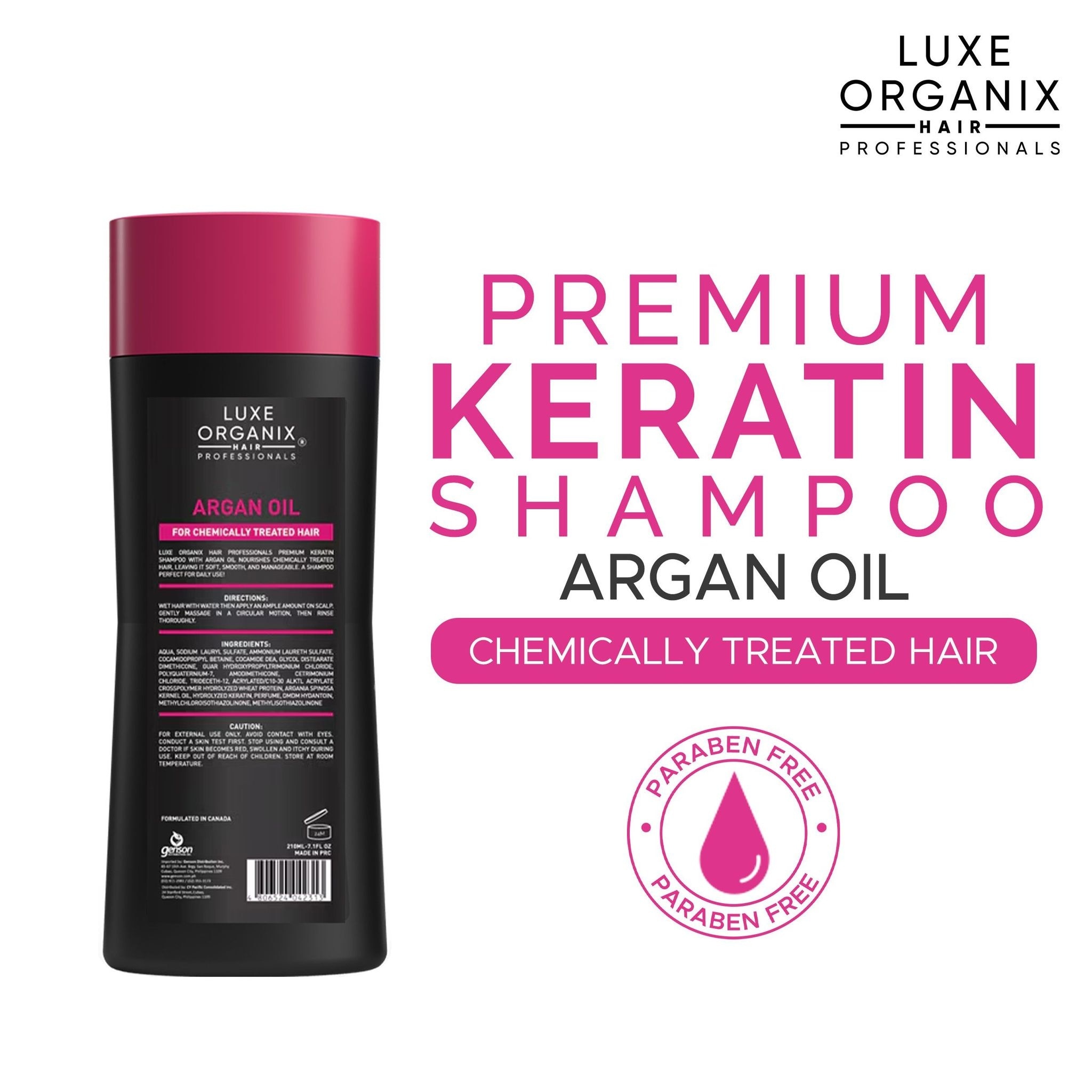 Luxe Organix Premium Keratin Argan Shampoo 210ml