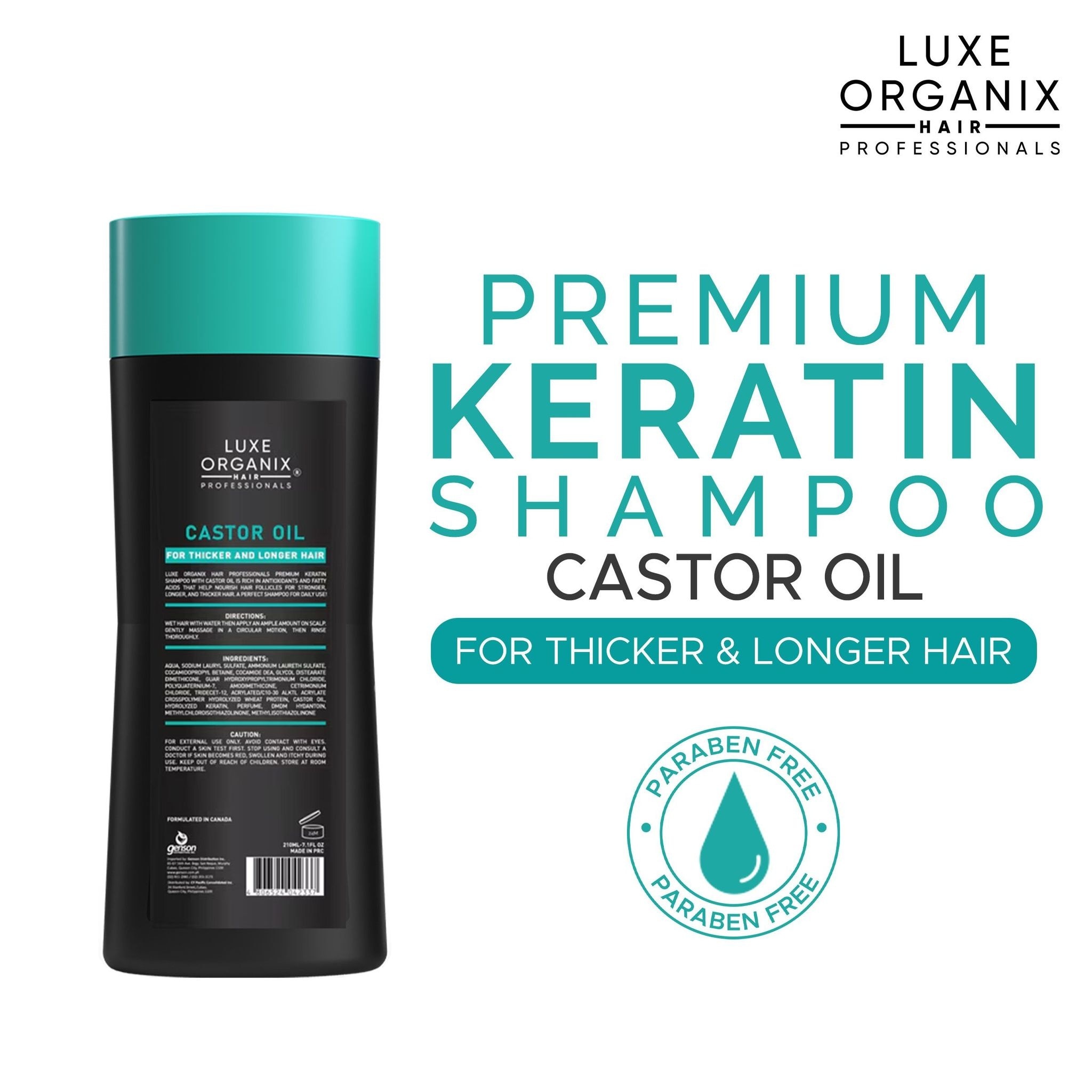 Luxe Organix Premium Keratin Castor Oil Shampoo 210ml