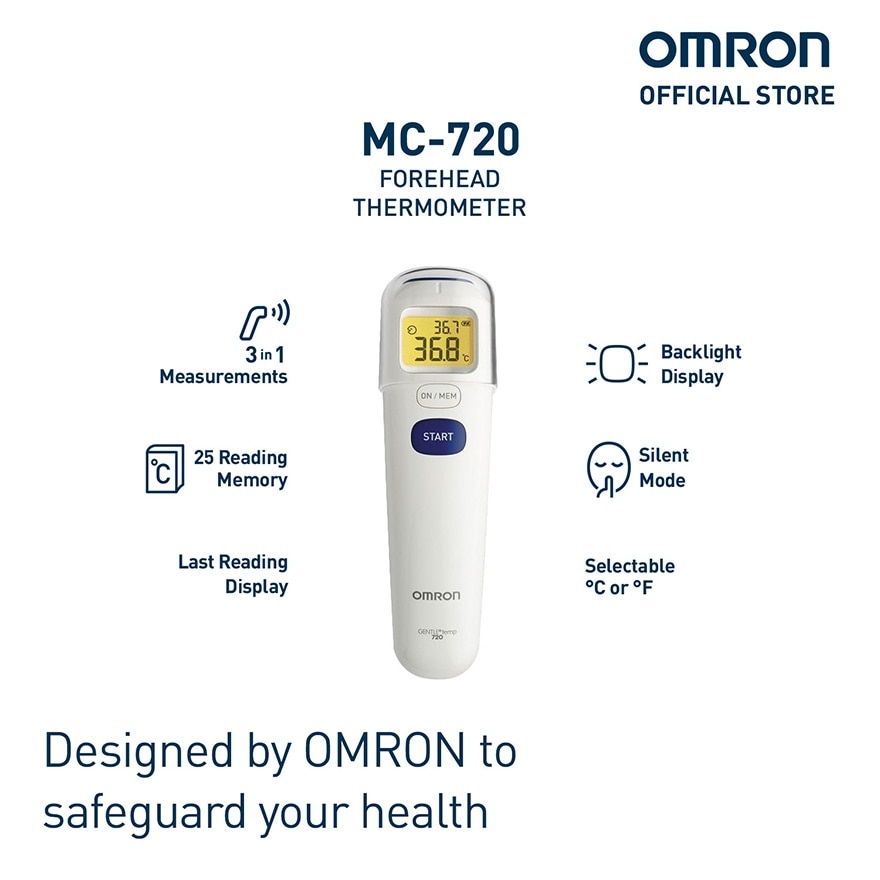 OMRON MC-720 Digital Forehead Thermometer for Baby and Body Temperature