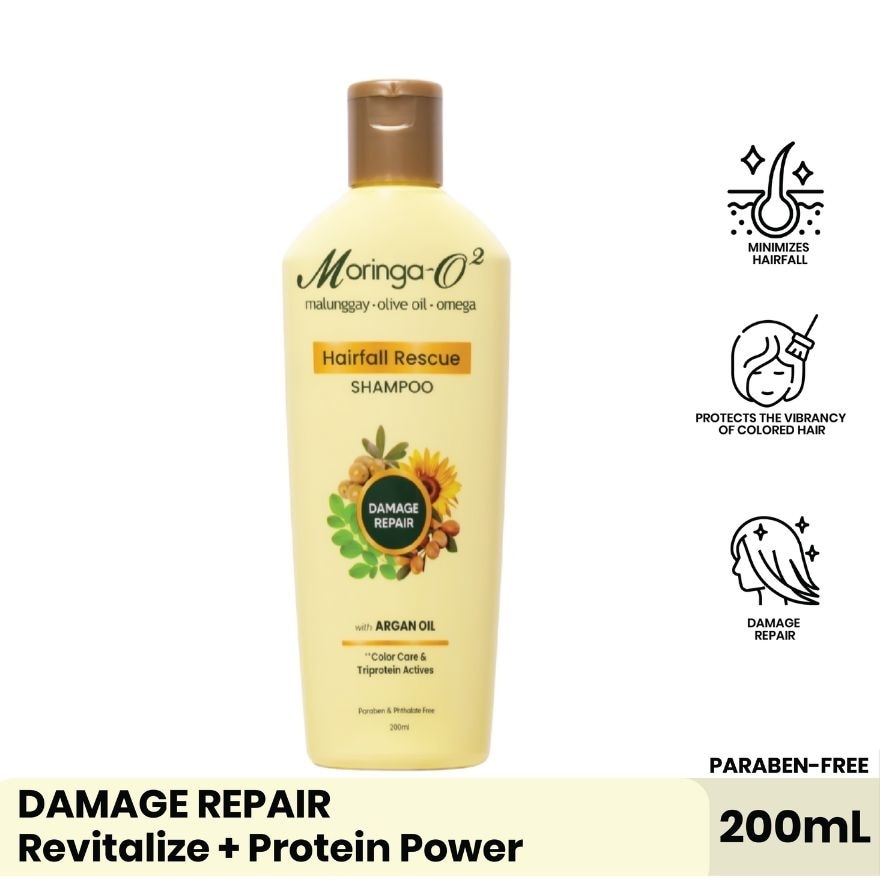 MORINGA O2 Herbal Hair-Fall Rescue with Argan Oil Damage Repair Shampoo 200ml