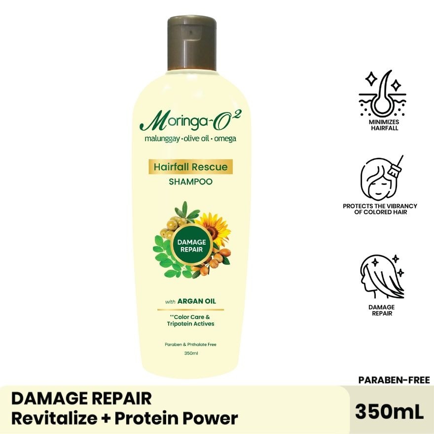 MORINGA O2 Herbal Hair-Fall Rescue with Argan Oil Damage Repair Shampoo 350ml