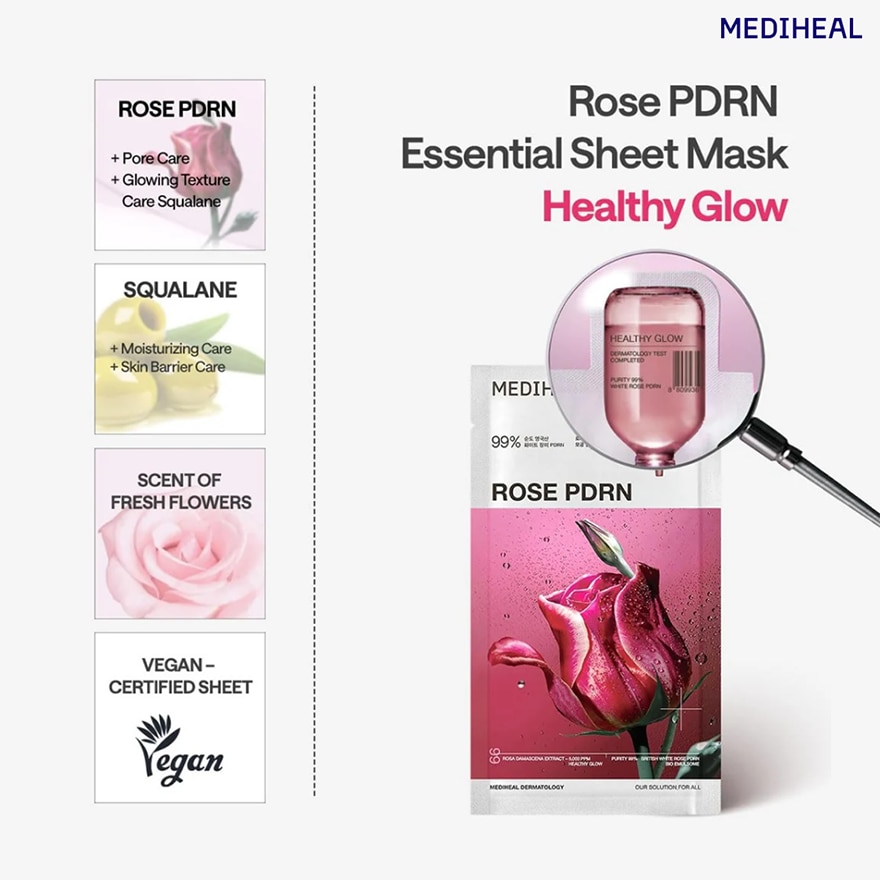 MEDIHEAL Rose PDRN Essential Mask Healthy Glow