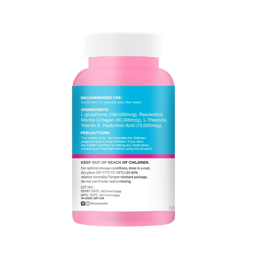 MIRACLE WHITE Pure Glow Gluta-Collagen 30 Capsules