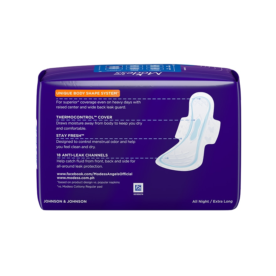 Modess All Night Extra Long with Wings Sanitary Napkin 10s Heavy Flow,Fast Absorbing Against Leaks image