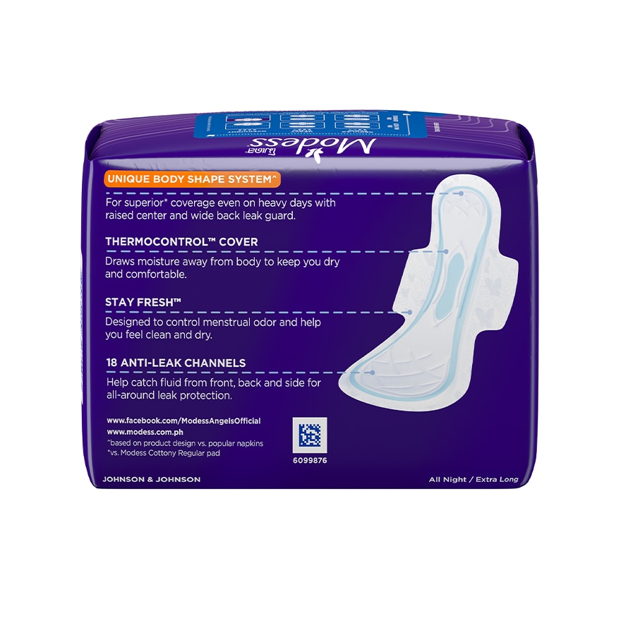 Modess All Night Extra Long with Wings Sanitary Napkin 4s Heavy Flow, Fast Absorbing Against Leaks image