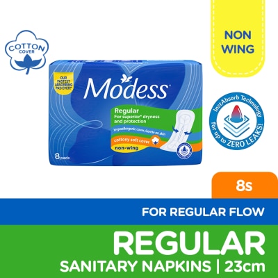 MODESS Modess Regular Cottony Soft Non Wing Sanitary Napkin 8s Regular Flow, Fast Absorbing Against Leaks image