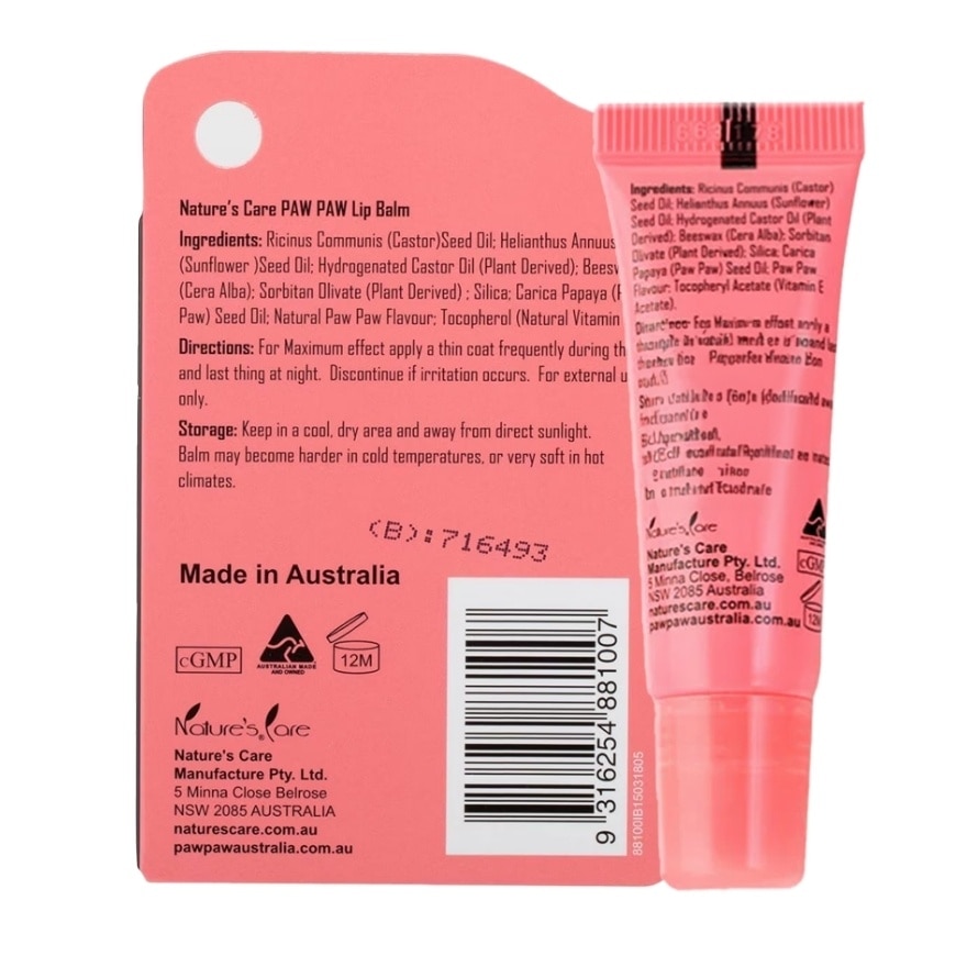 NATURAL CARE All Natural Paw Paw lip Balm - 10g